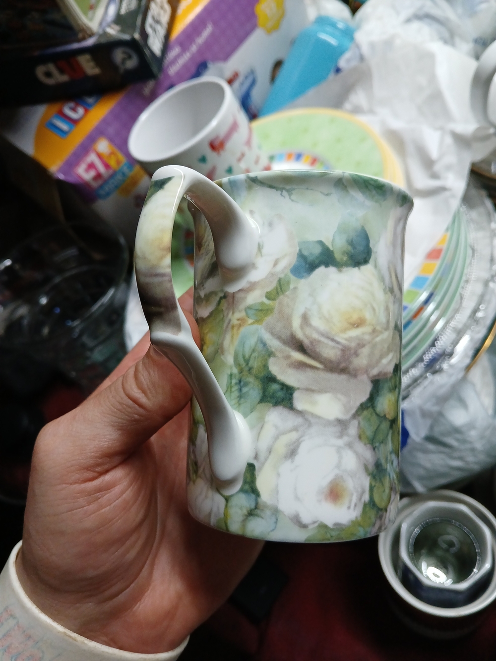 Stechcol Fine Bone China Elaborate Ornate Floral Design Coffee Cup White Rose